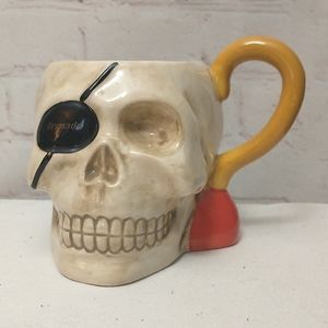 Pirate Stein 3D  Skull Mug Grenada Eye Patch Hook Handled Ceramic Coffee Cup